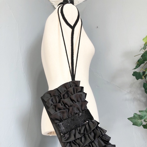 Black Fringed, Long String Wristlet - Picture 2 of 5